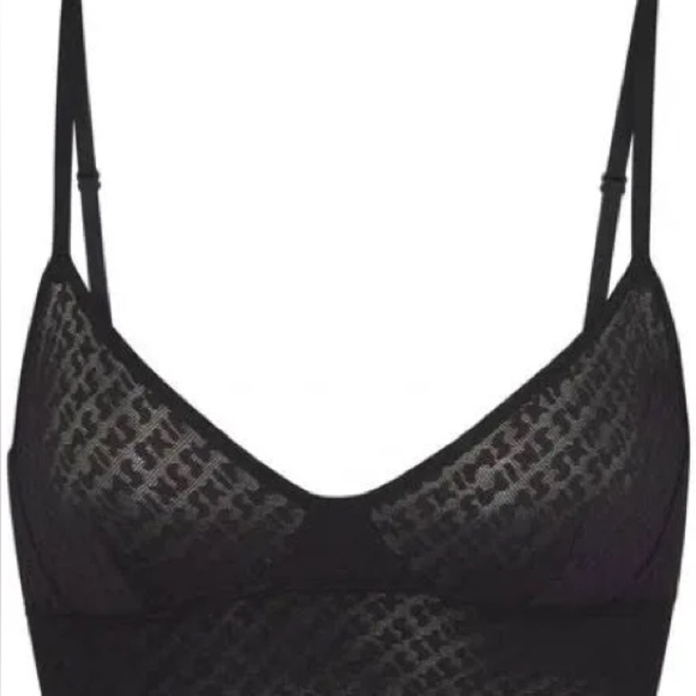 Skims black logo mesh bralette